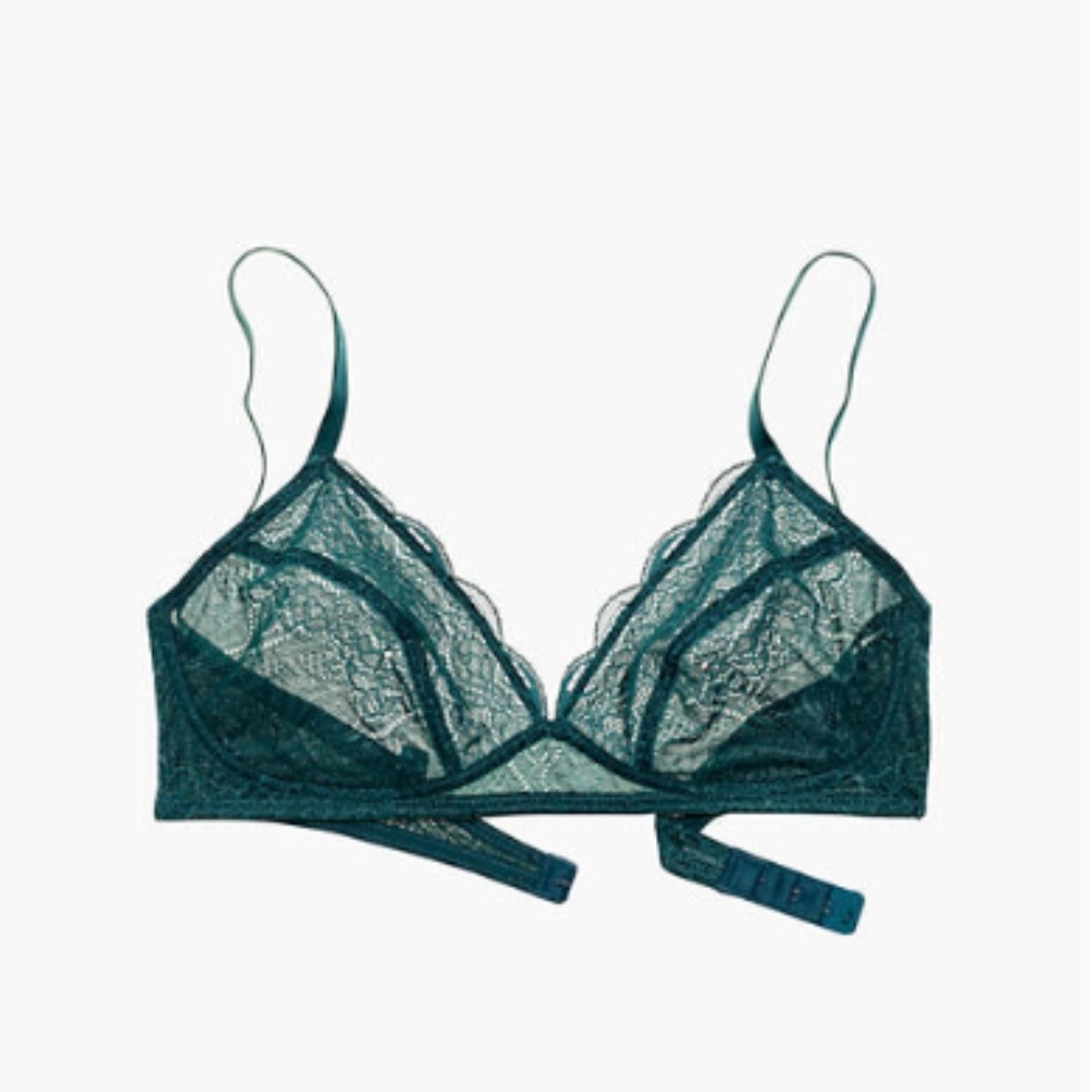 Madewell Lace Camila Bralette Dark Forest Green XL
